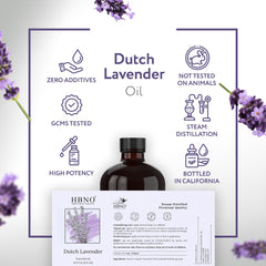 HBNO Lavender Dutch Oil with lavender blooms evokes a fresh, floral aroma for blends.