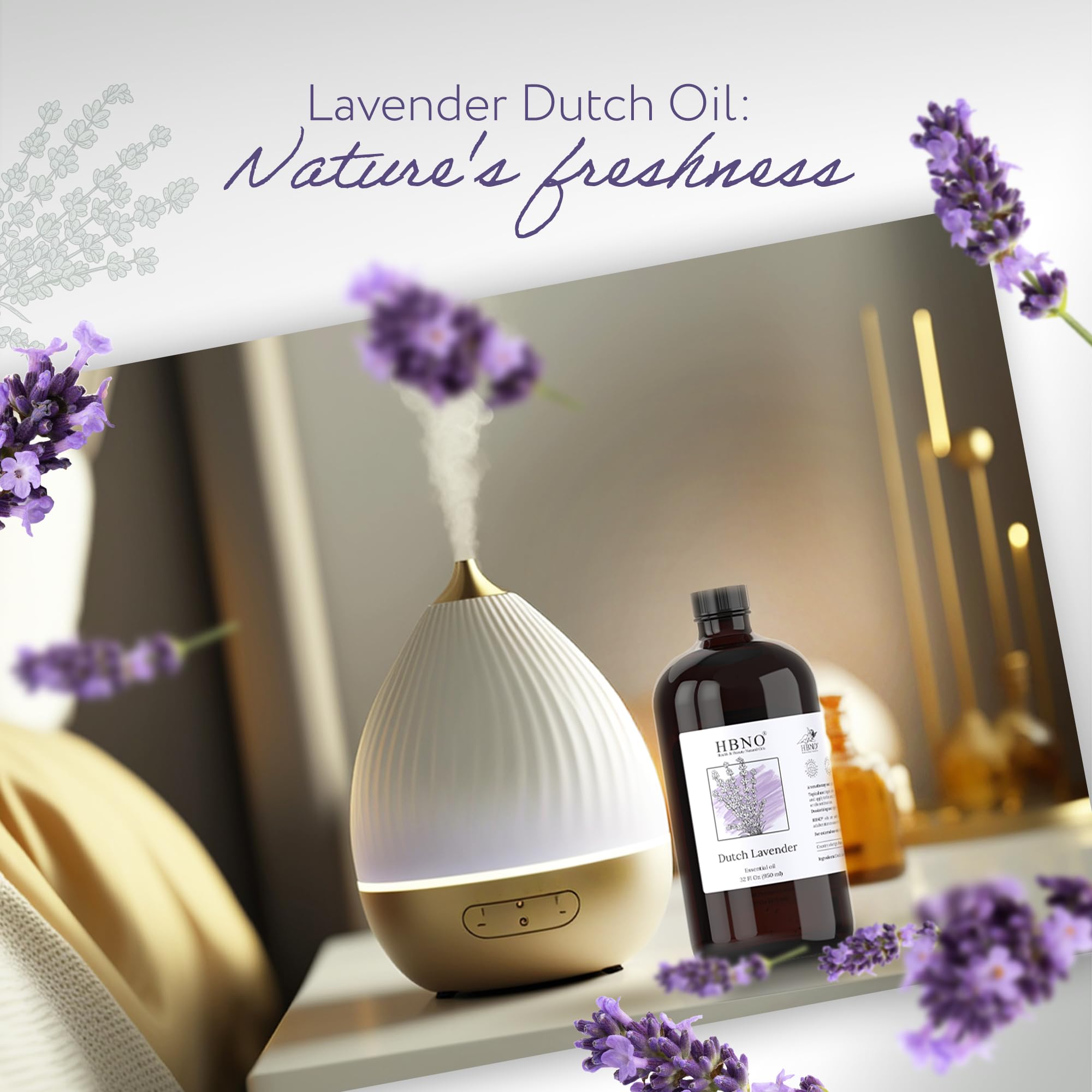 HBNO Lavender Dutch Oil packaging showcase reinforces USA-bottled production