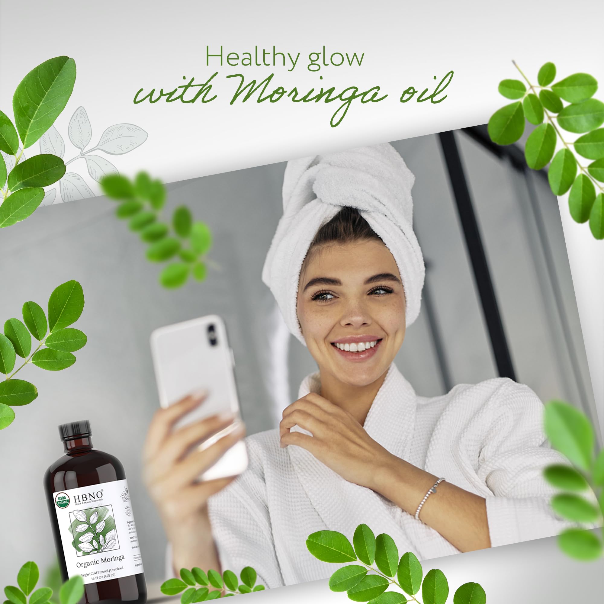 HBNO Organic Moringa Oil ideal for crafts, lotions, and aromatherapy blends.