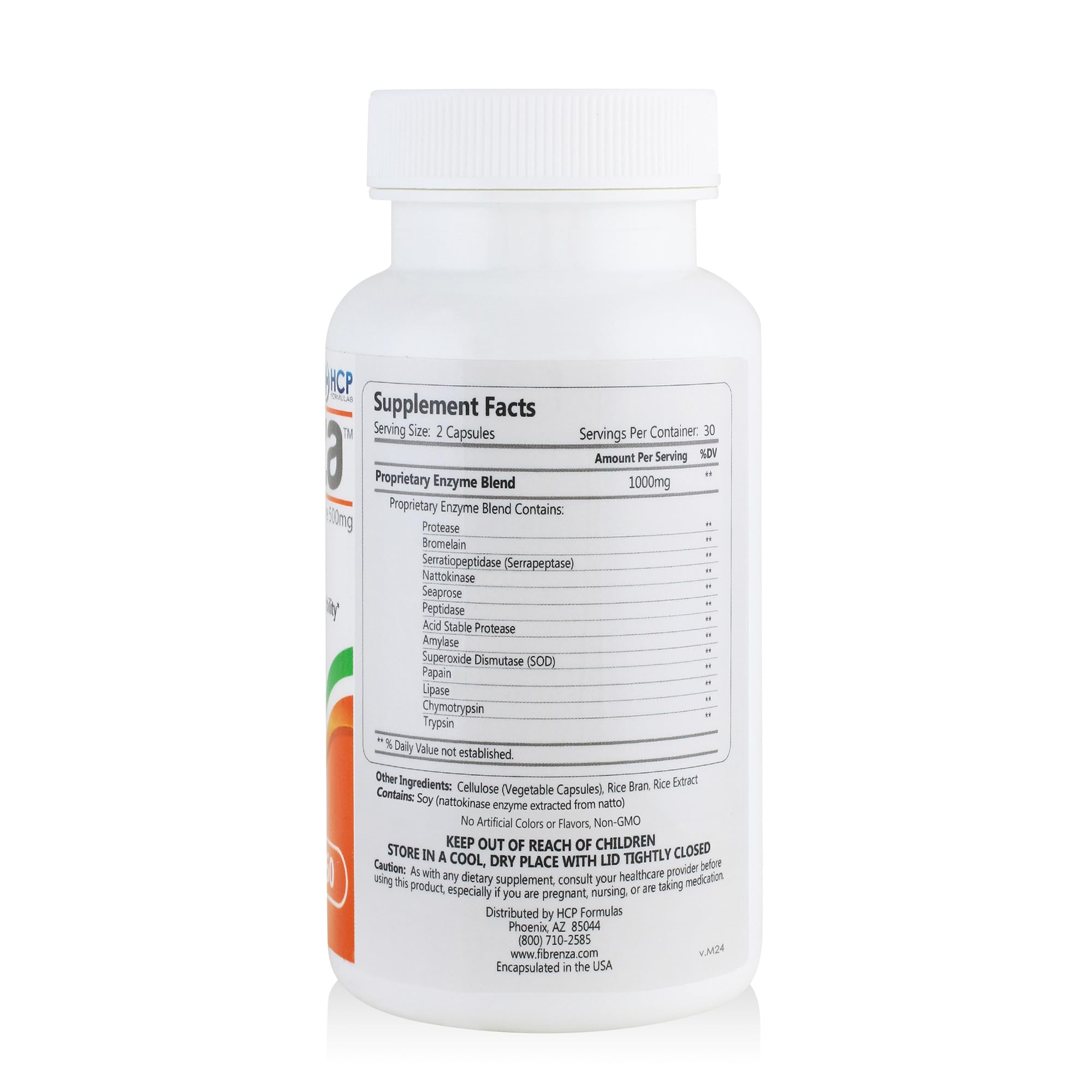 Fibrenza capsules closeup by HCP Formulas illustrating time-release delivery for steady absorption.