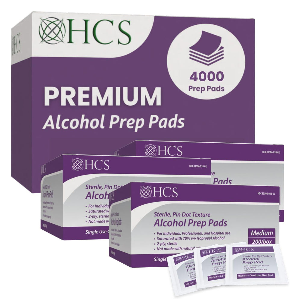 HCS Medical Solutions bulk case pack of alcohol pads for easy bulk dispensing