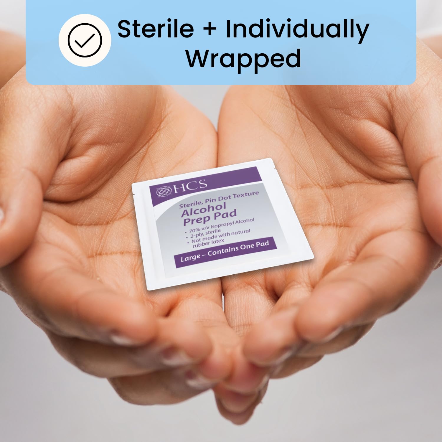 HCS alcohol wipe suitable for cleaning devices like phones, keyboards, and glasses.