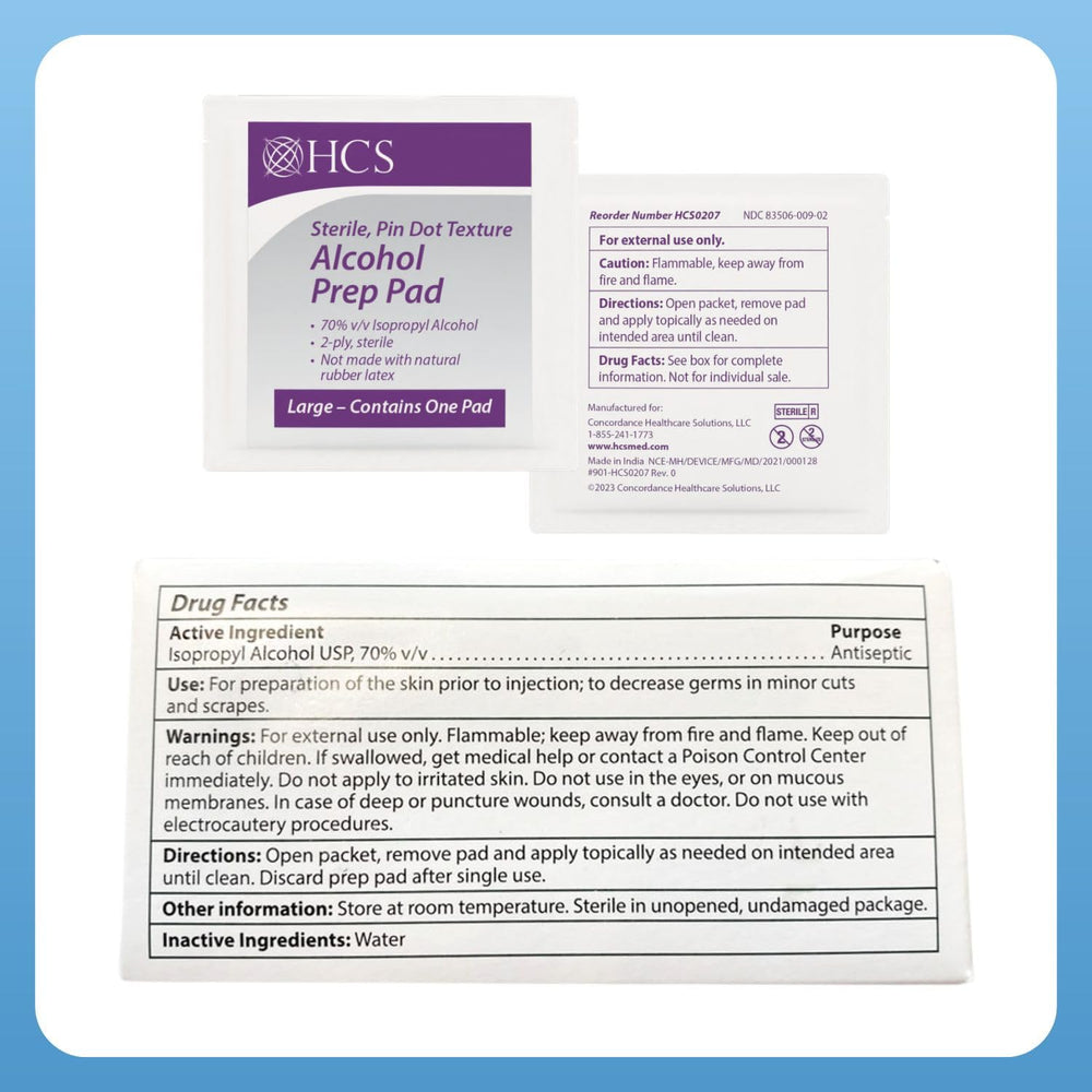 HCS textured skin prep pads offer a reliable surface for quick cleansing.