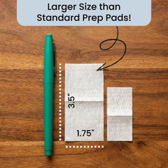 HCS bulk large alcohol prep pad, 2-ply texture aids cleansing and moisture retention.