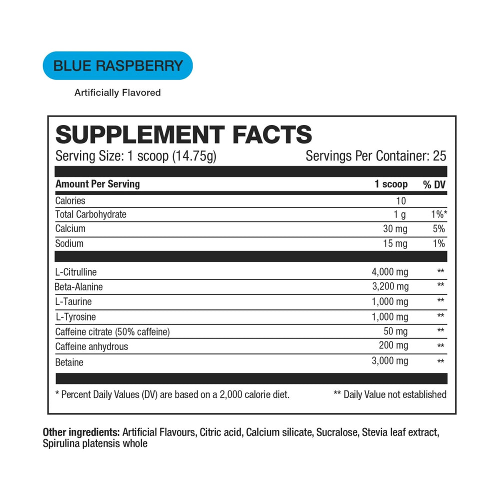 HD MUSCLE PreHD Essential bottle close-up highlighting transparent, non-proprietary ingredients.