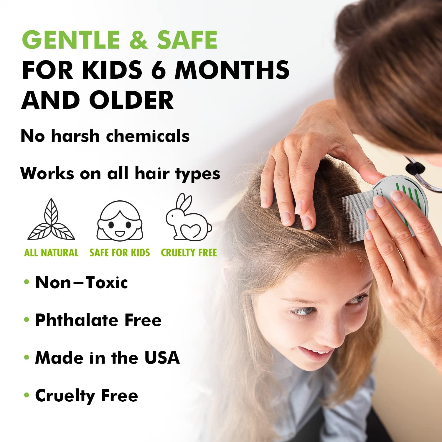 Head Hunters WipeOut suitable for kids and adults, safe natural lice removal.