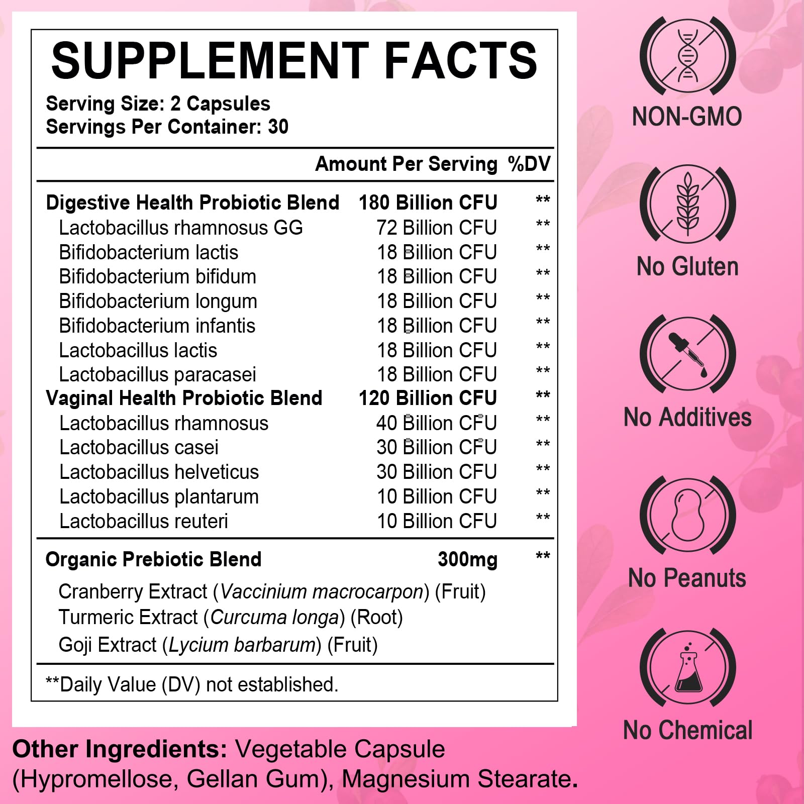 Heafetine 12-strain blend with cranberry for vaginal balance and urinary support