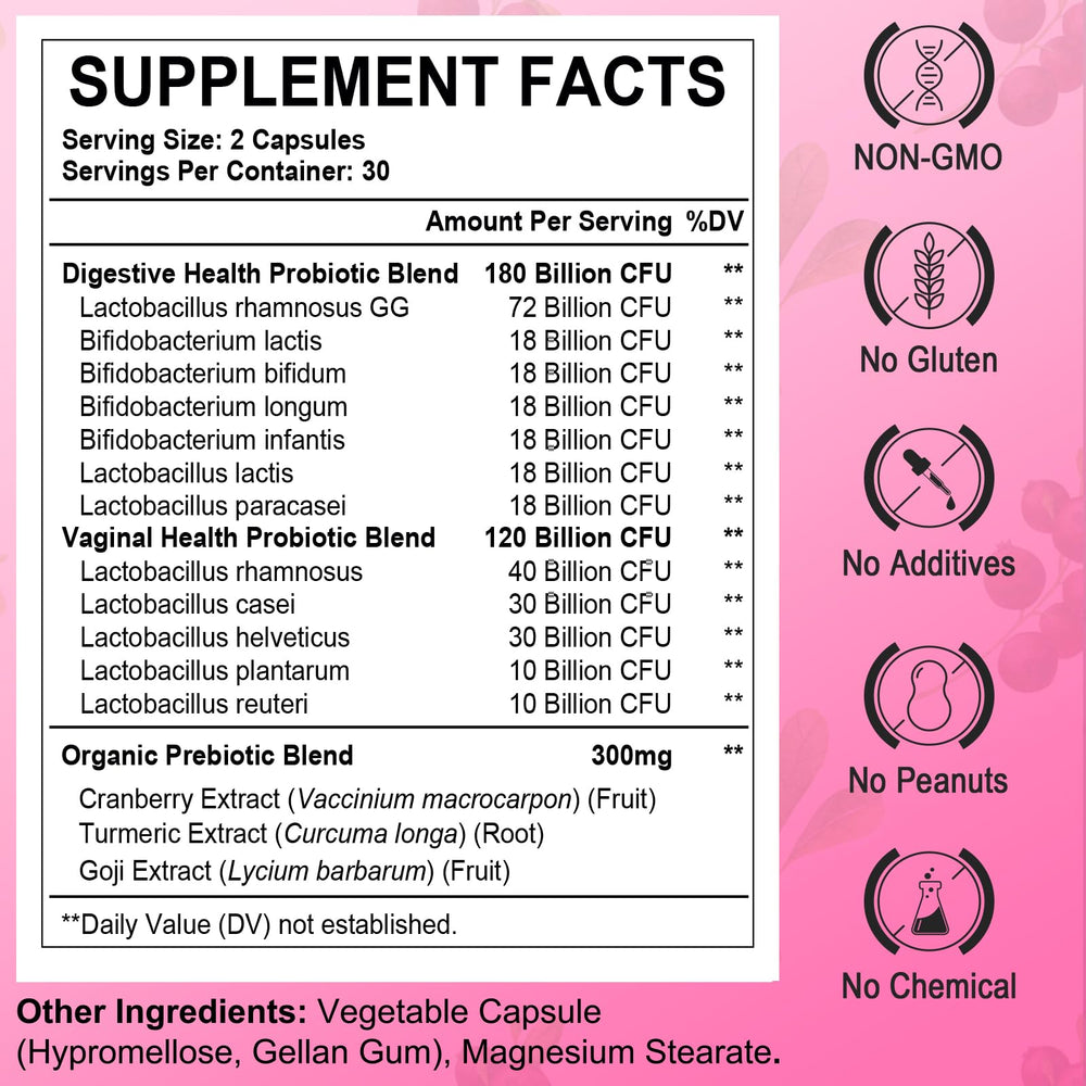 Heafetine 12-strain blend with cranberry for vaginal balance and urinary support