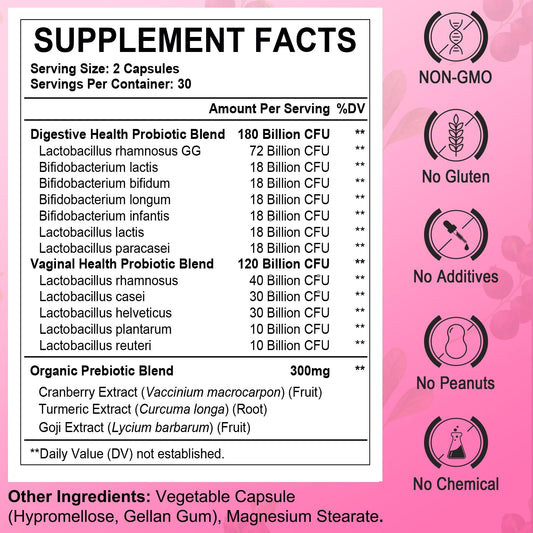 Heafetine 12-strain blend with cranberry for vaginal balance and urinary support