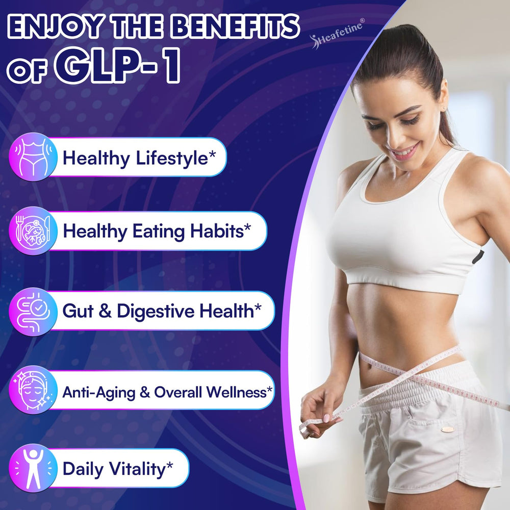 Heafetine GLP-1 capsules close-up highlights convenient daily supplementation.