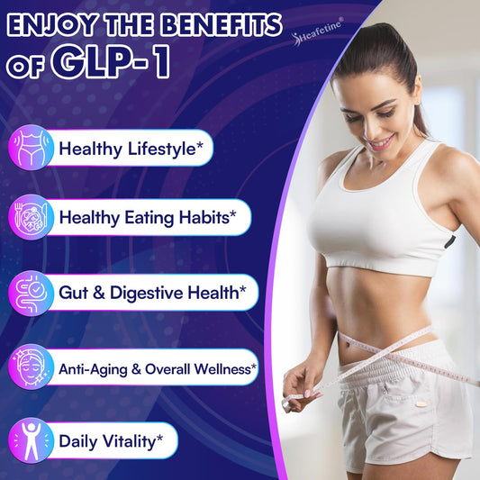 Heafetine GLP-1 capsules close-up highlights convenient daily supplementation.