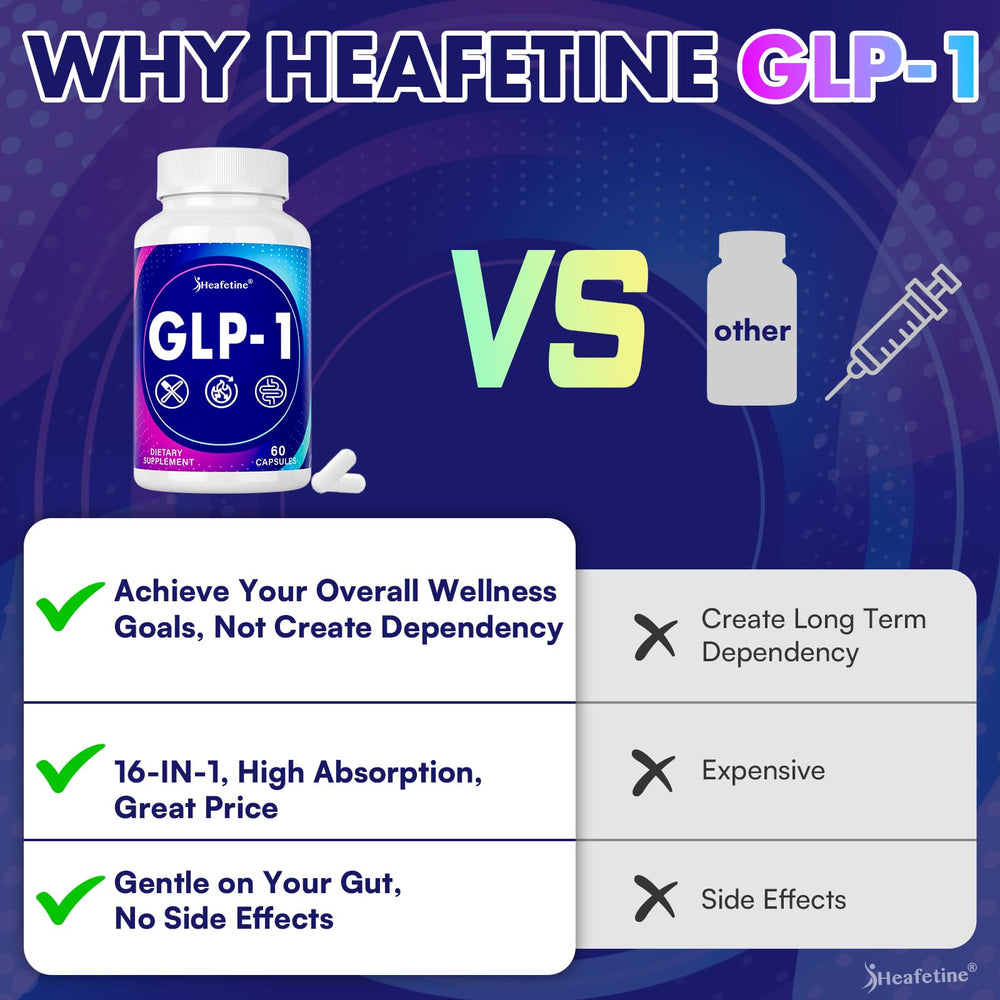 Heafetine GLP-1 digestive health scene shows probiotic and prebiotic synergy.