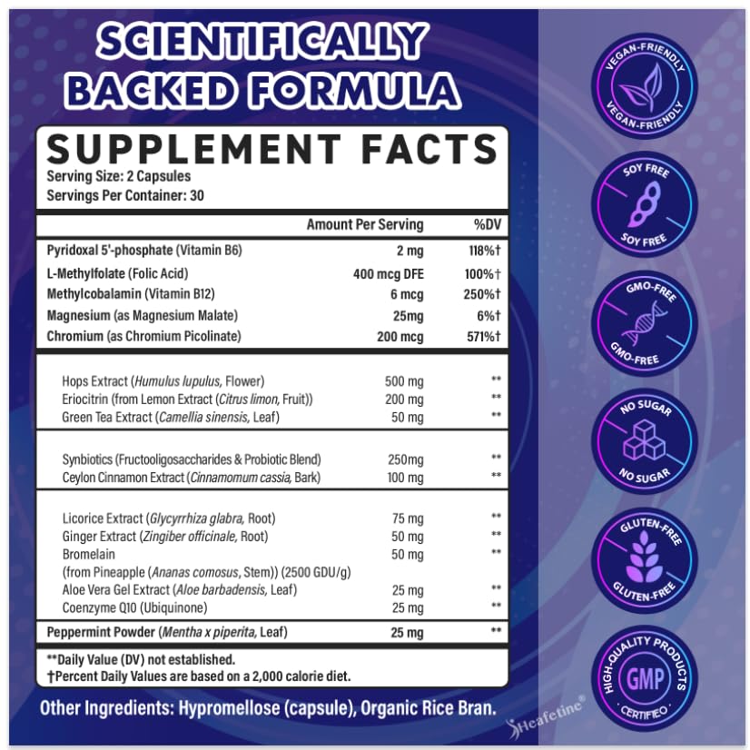 Heafetine GLP-1 two capsules with water ready to take.