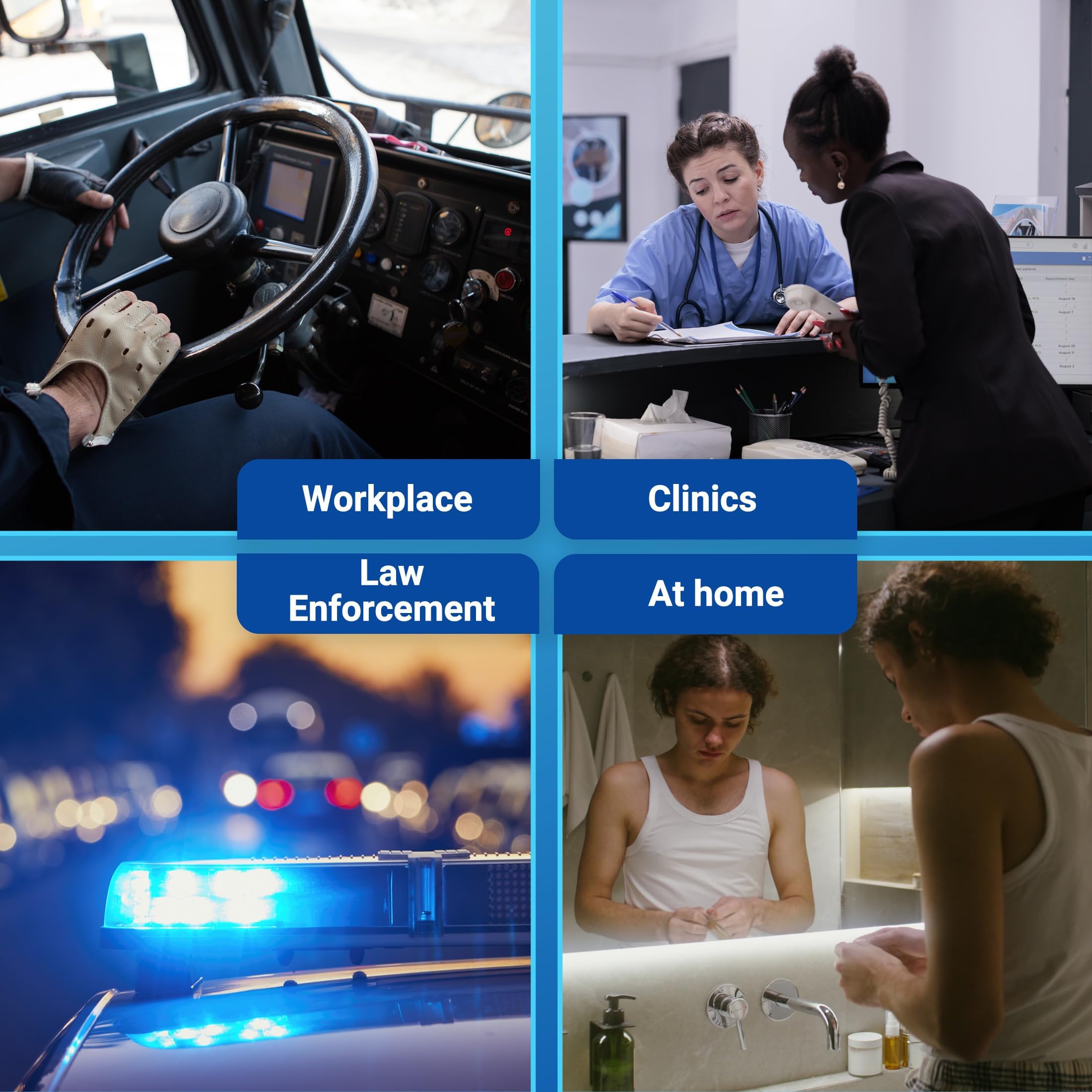 HEAL-CHECK packaging shown for workplace testing scenarios.