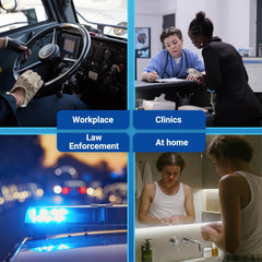 HEAL-CHECK packaging shown for workplace testing scenarios.