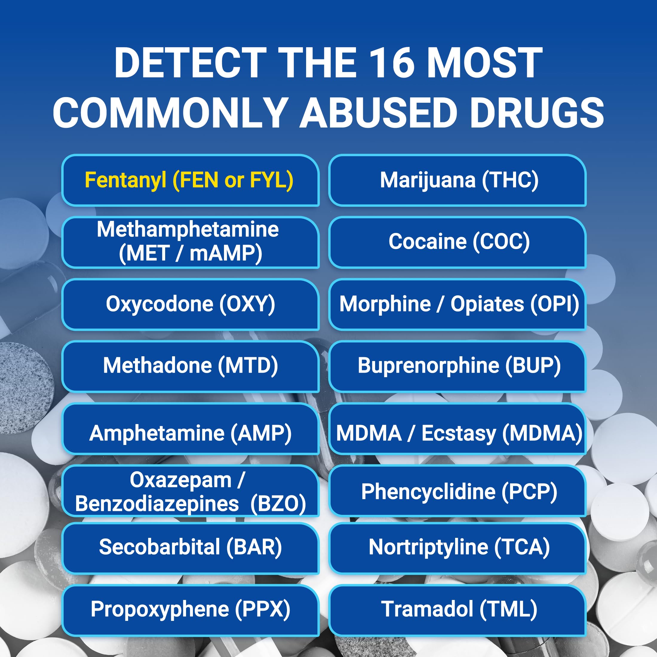HEAL-CHECK AMP monitoring in urine supports broad substance surveillance at home.
