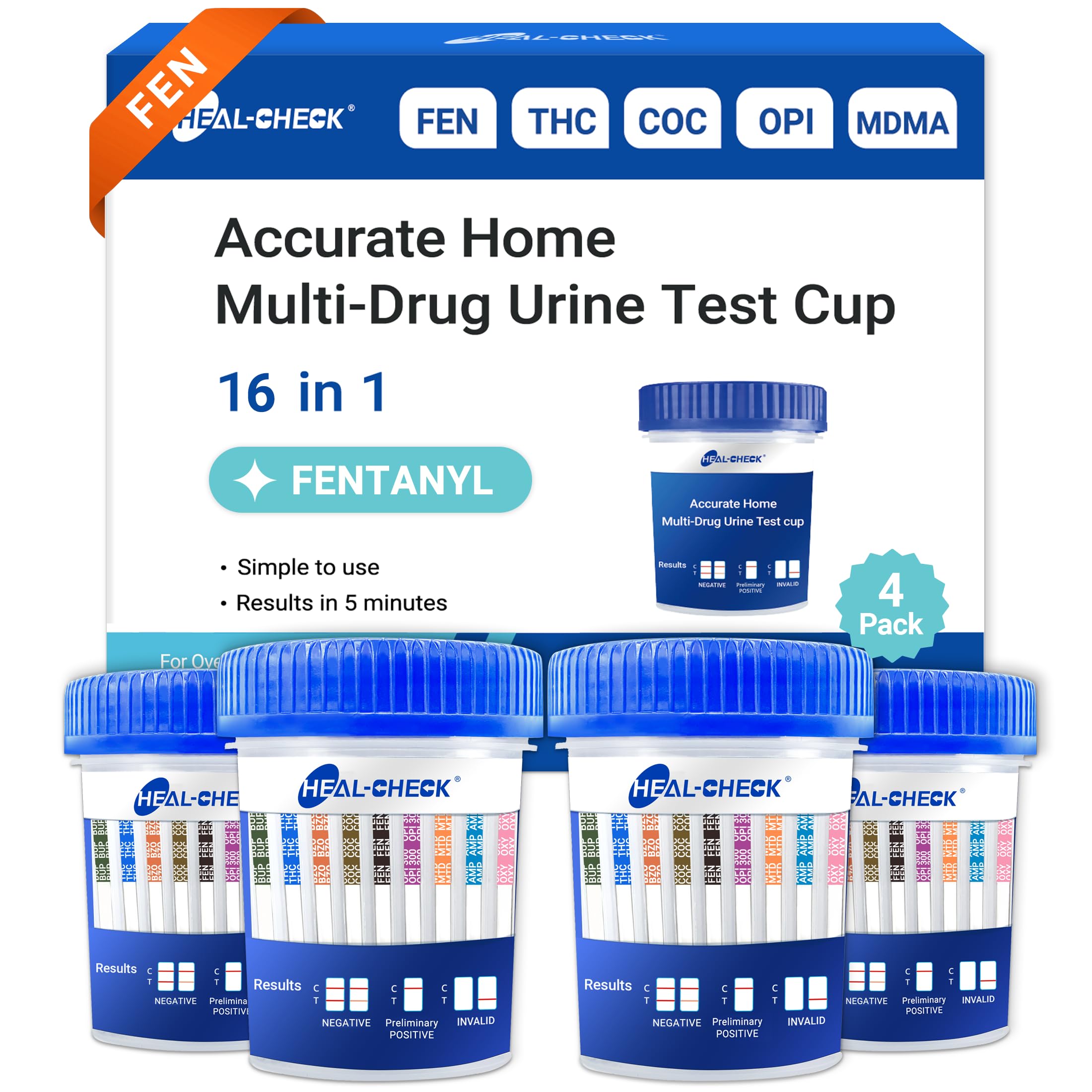 HEAL-CHECK fentanyl detection in a urine test cup for safer at-home screening.