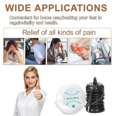 Healcity ionic detox device emits orange-yellow hue during operation from mineral interactions.