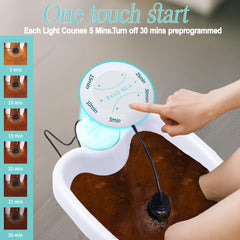 Healcity ionic foot bath control panel showing indicator lights for easy operation.