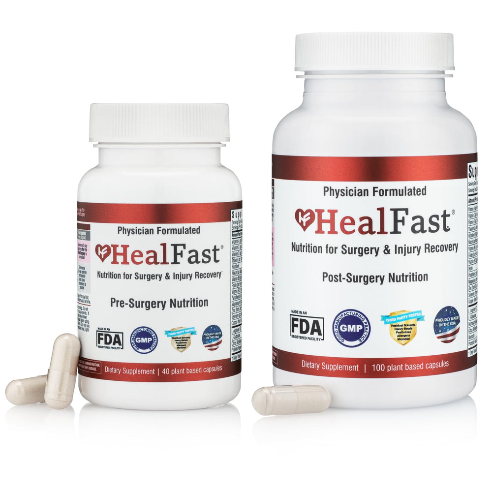 HealFast Complete Surgery bottle front supports pre- and post-operative recovery.