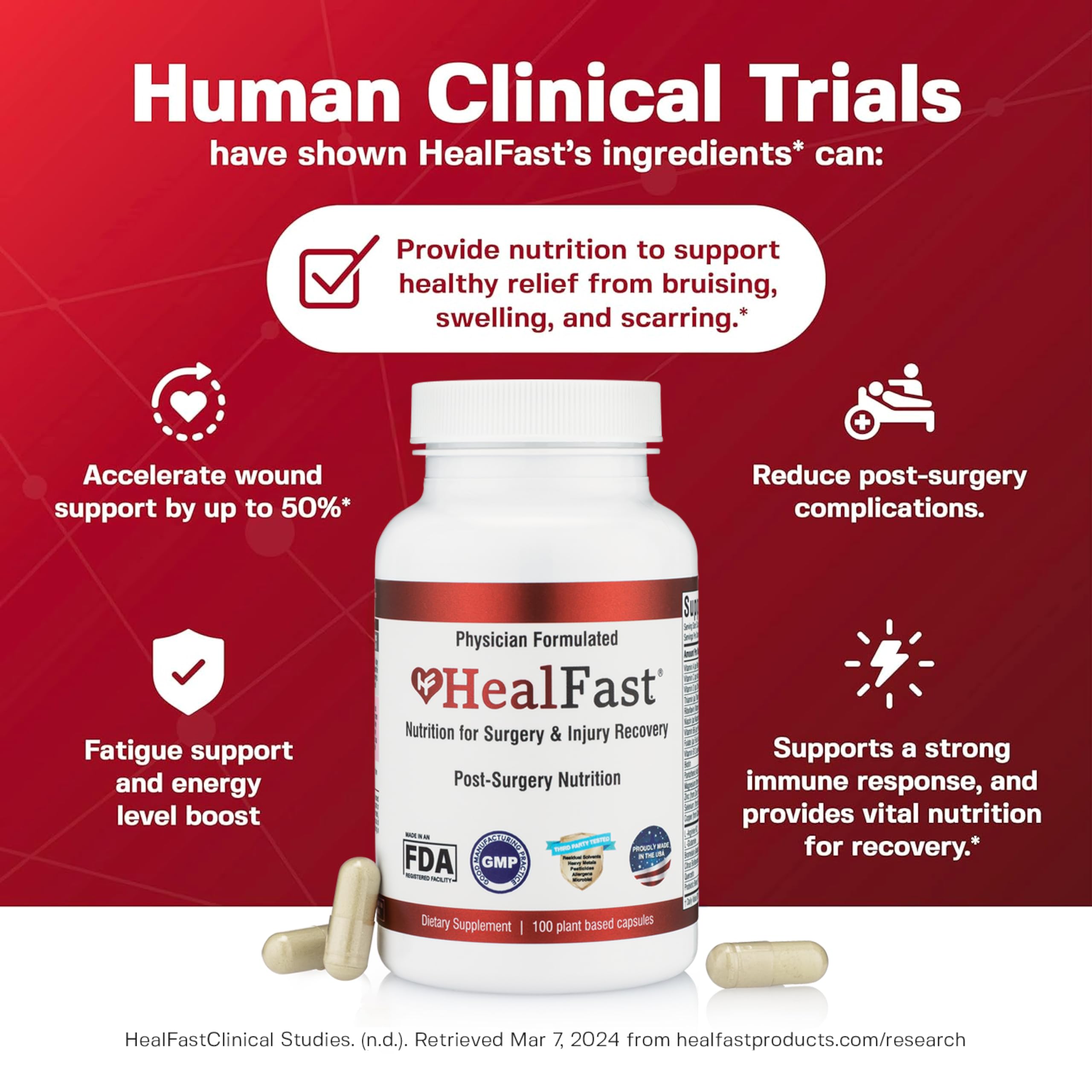 HealFast pre-op regimen dosages highlight science-backed nutrition before surgery.