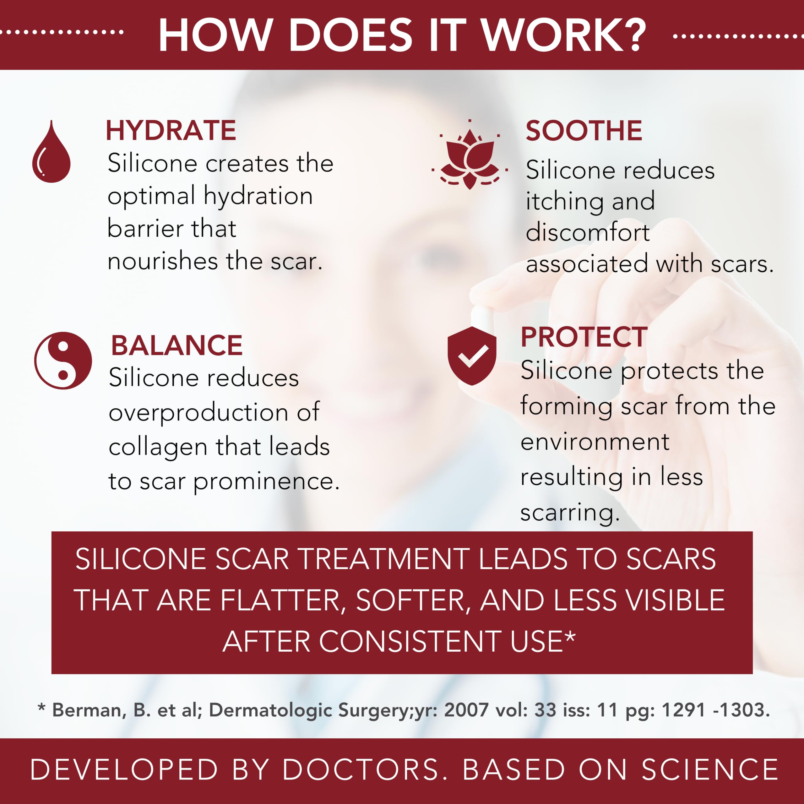 HealFast burn scar gel image illustrating soothing scar care