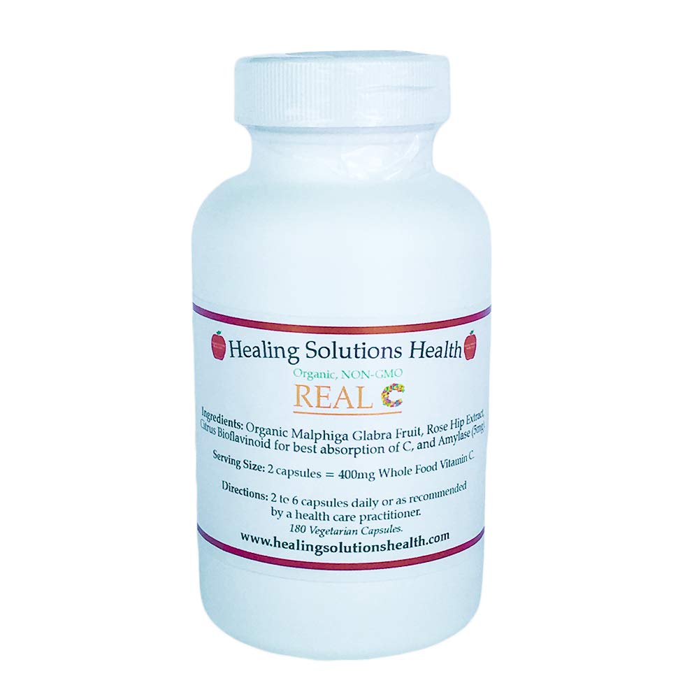 Healing Solutions Health Real C bottle, 1000 mg per cap, ideal for a daily vitamin C routine.