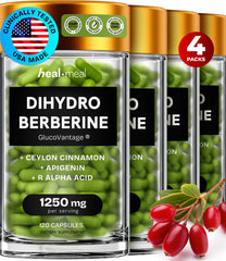 HealMeal Dihydroberberine bottle front shows advanced absorption formula.