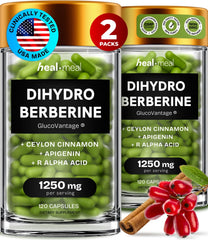 HealMeal Dihydroberberine bottle showing easy daily use with compact capsules