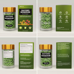 HealMeal Dihydroberberine capsules close-up emphasize uniform size