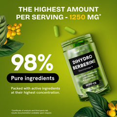 HealMeal Dihydroberberine capsules closeup shows small size for easy swallowing.