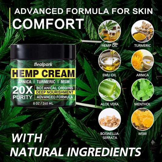 Healpark Hemp Cream bottle pour showing smooth application