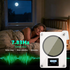 HealPul Schumann generator timer display visible during use.