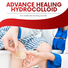 Healqu hydrocolloid dressing adheres with waterproof, secure skin seal.