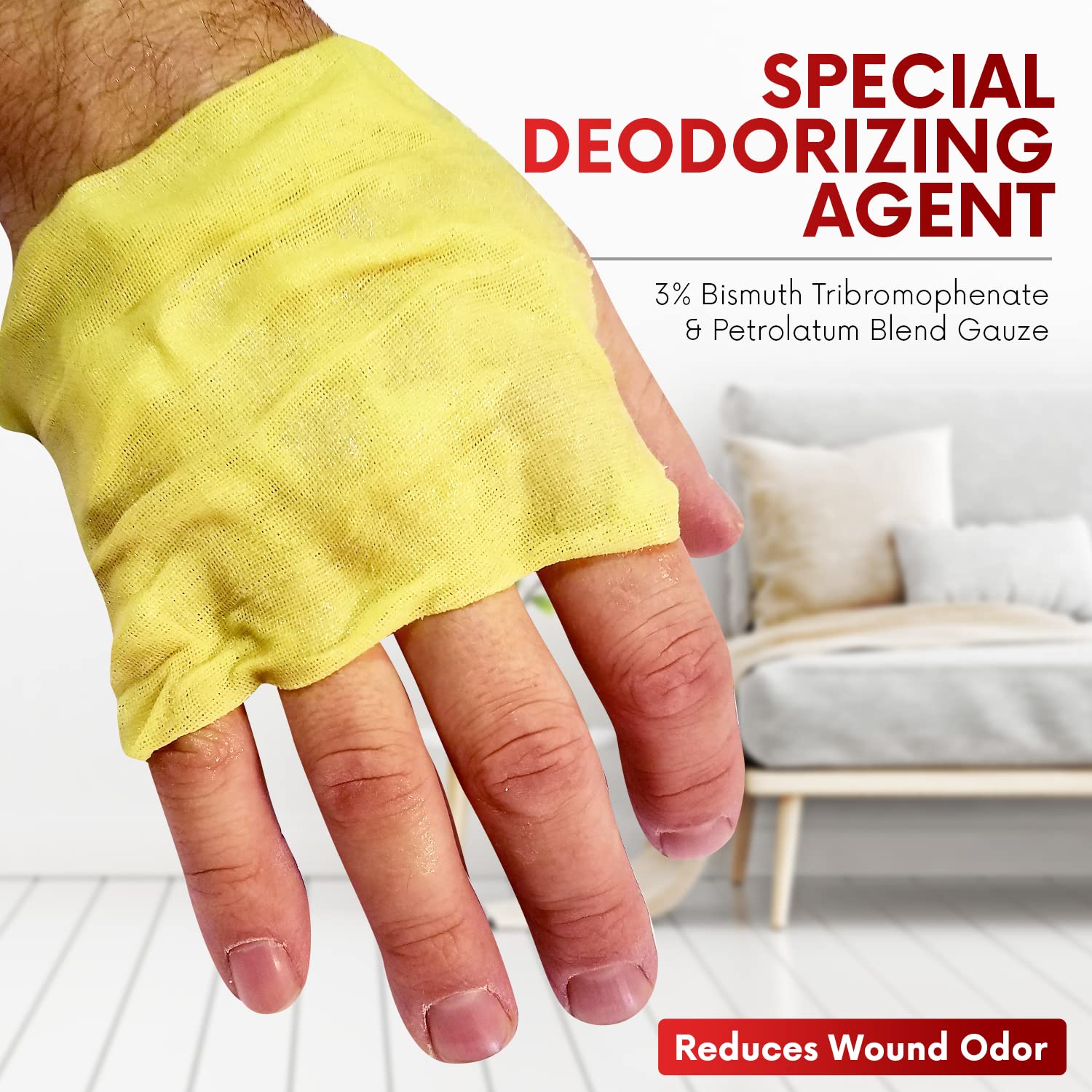 Healqu Xeroform non-adherent usage demonstrated for painless dressing changes.