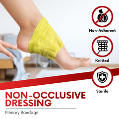 Healqu Xeroform odor-control feature visible in petrolatum dressing closeup.