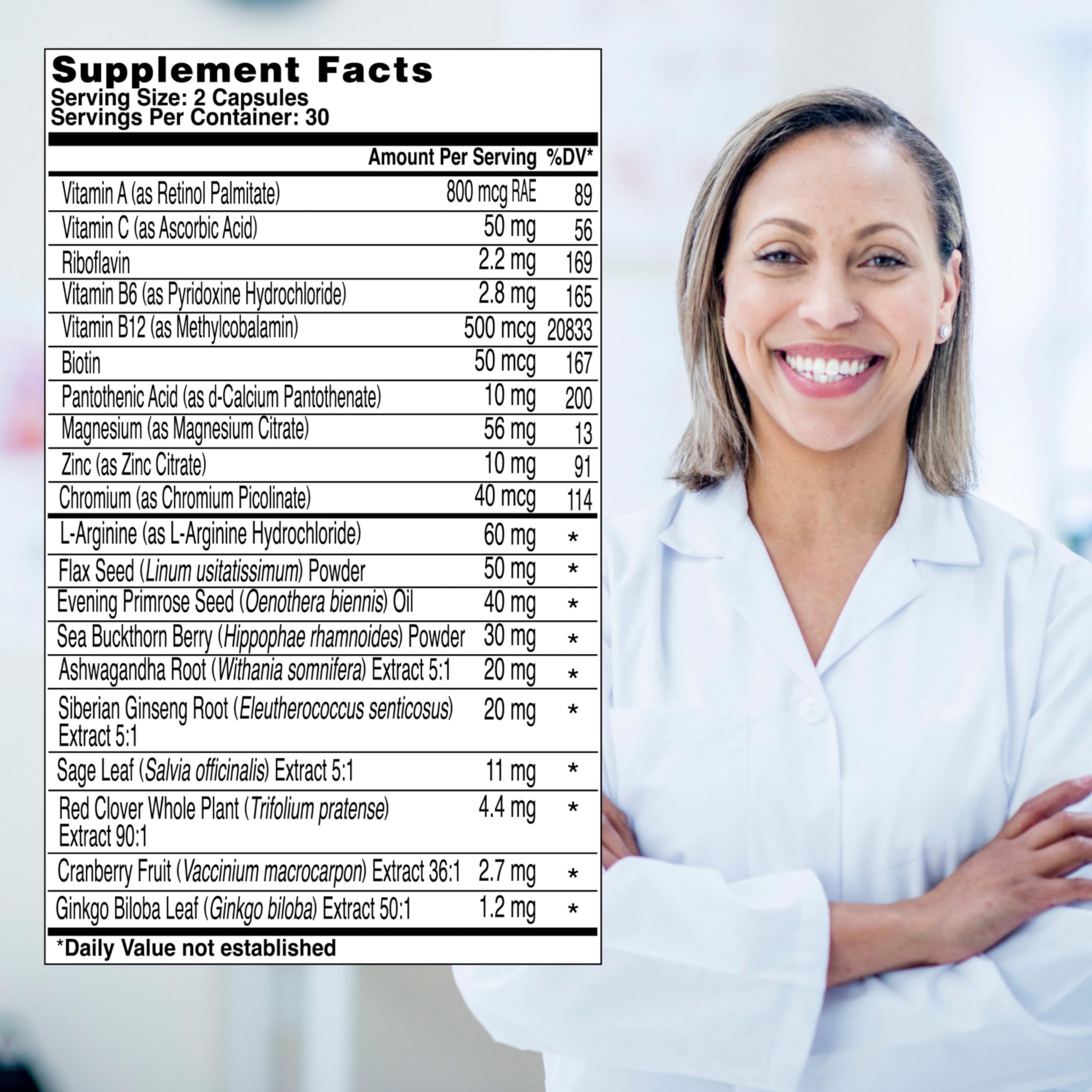 Health & Her menopause tablets close-up showcases capsules ready for daily use.