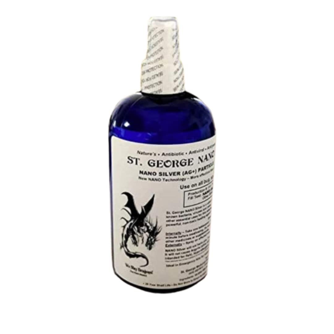 HEALTH AND MED.COM St. George Nano Silver bottle closeup for easy daily use