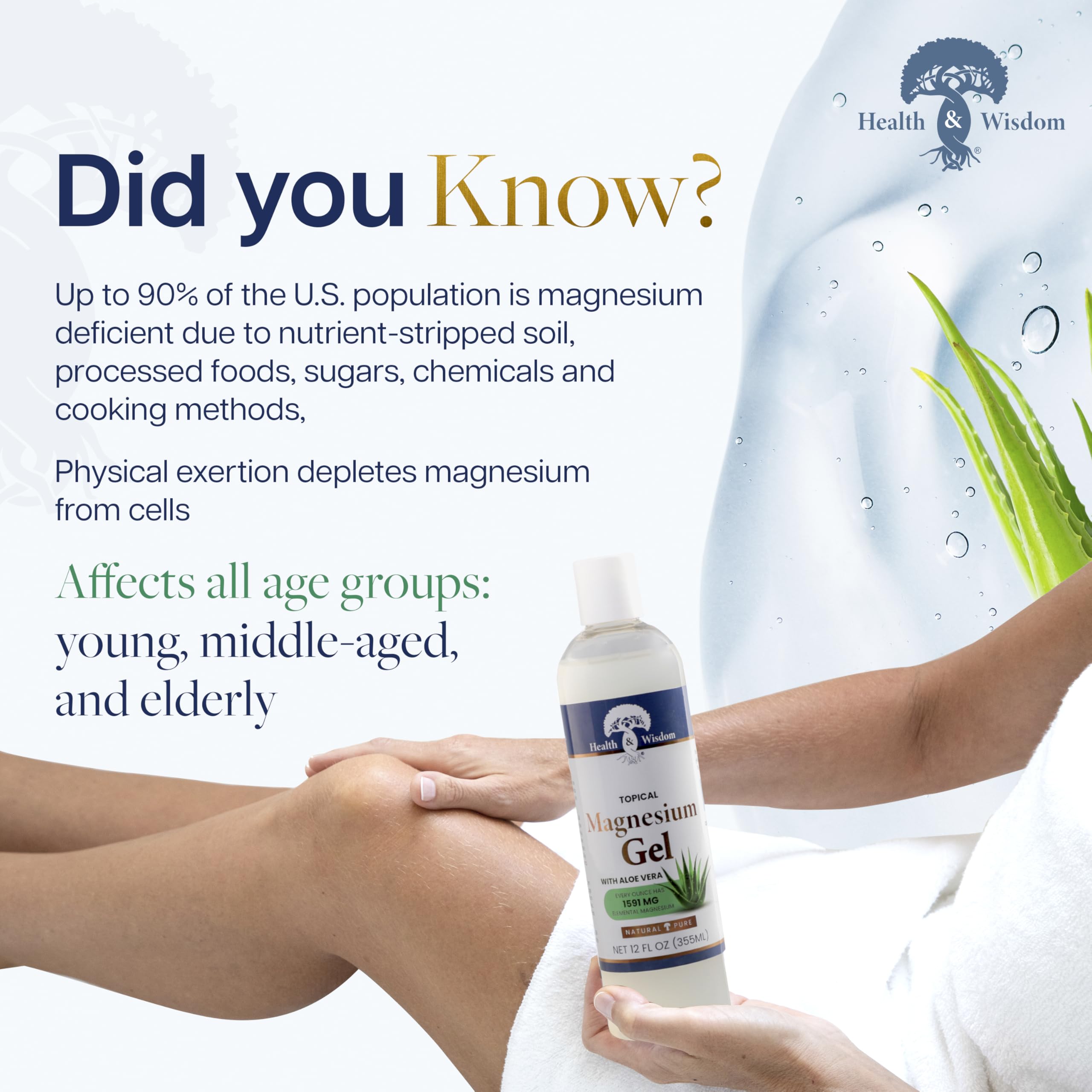 Health and Wisdom magnesium gel hands applying demonstrates easy topical use