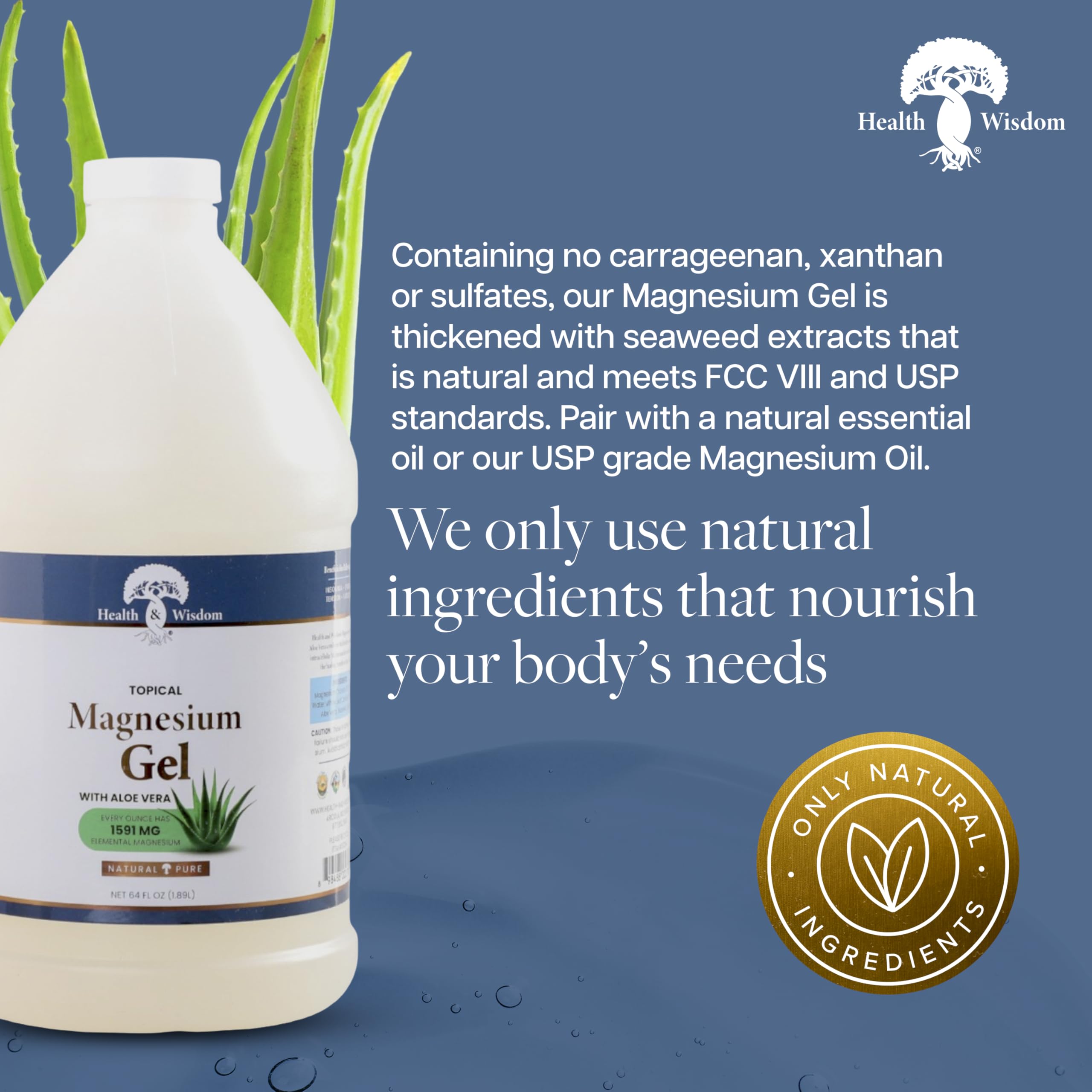 Health and Wisdom magnesium gel texture close-up quick-absorb formula