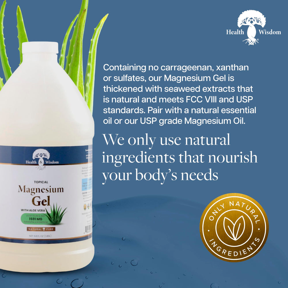 Health and Wisdom magnesium gel texture close-up quick-absorb formula