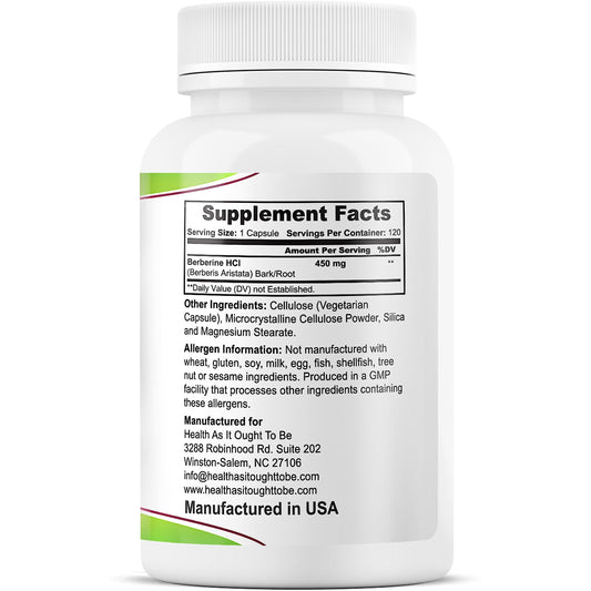 Health As It Ought To Be Berberine capsules offer clean, preservative-free daily intake.