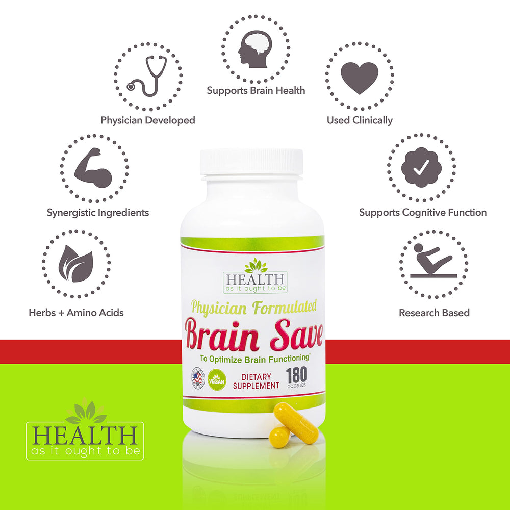 Brain Save capsules pouring into a glass for daily routine