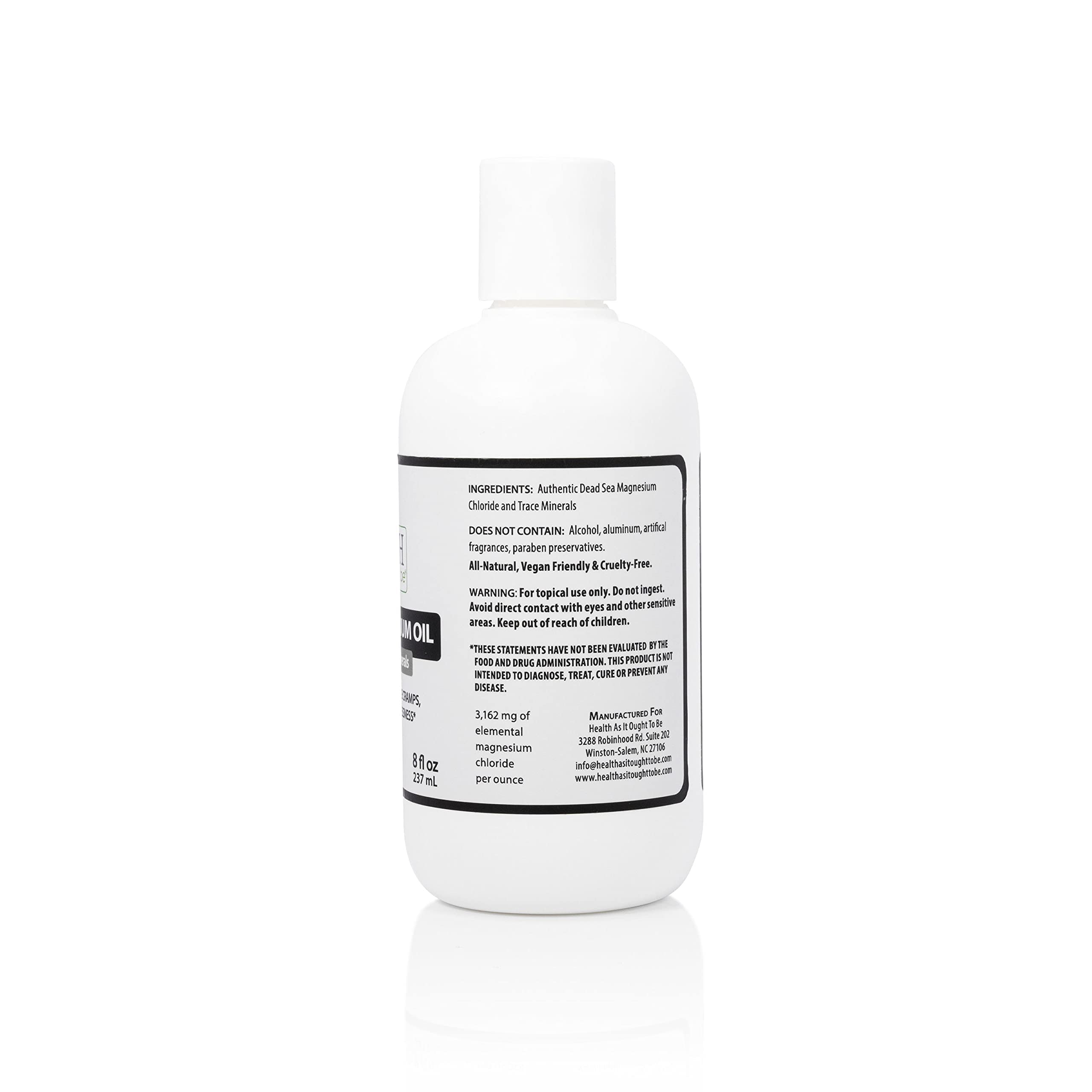 Health As It Ought To Be Dead Sea Magnesium Oil applied to skin for quick muscle relief.