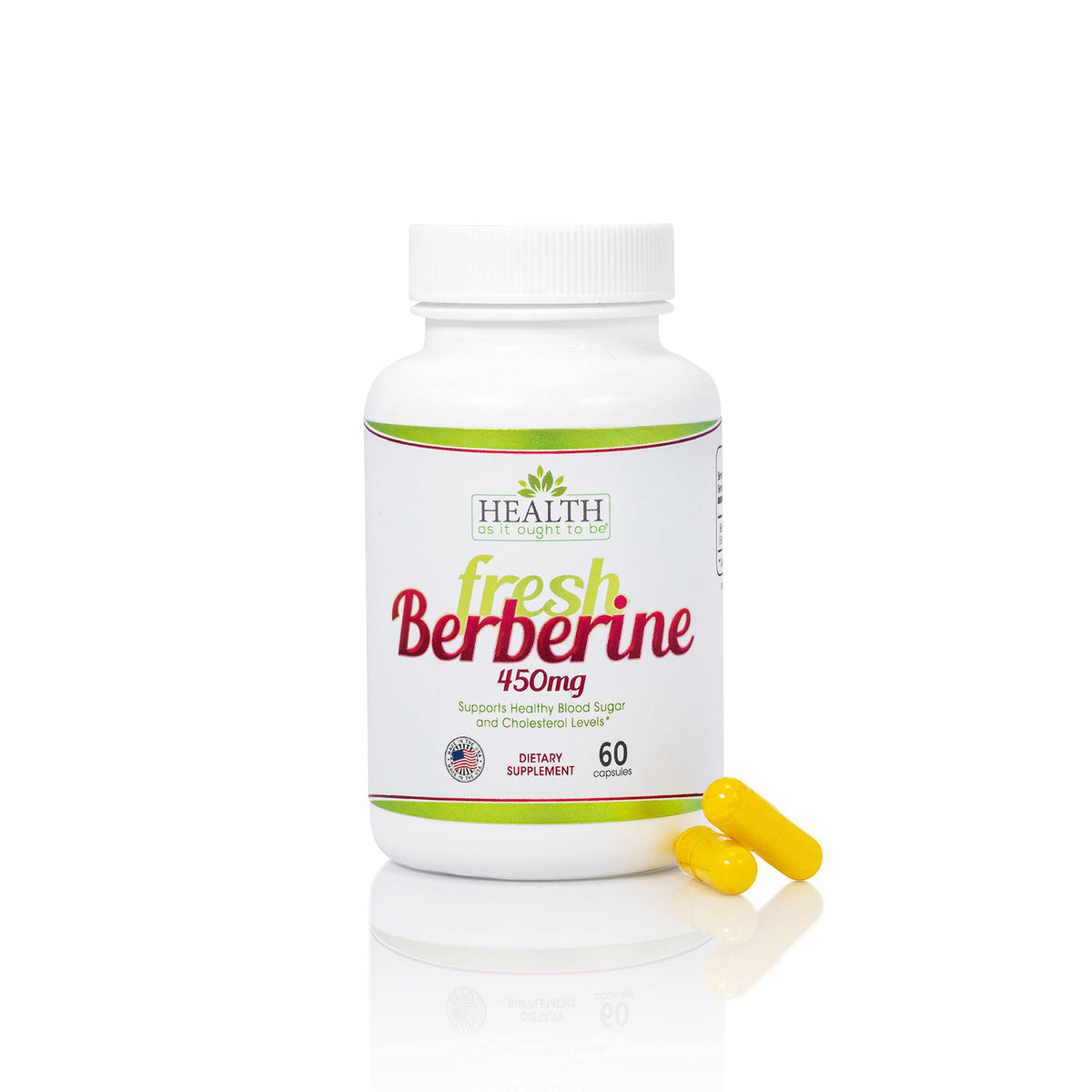 Health As It Ought To Be Fresh Berberine bottle cap with secure seal for freshness