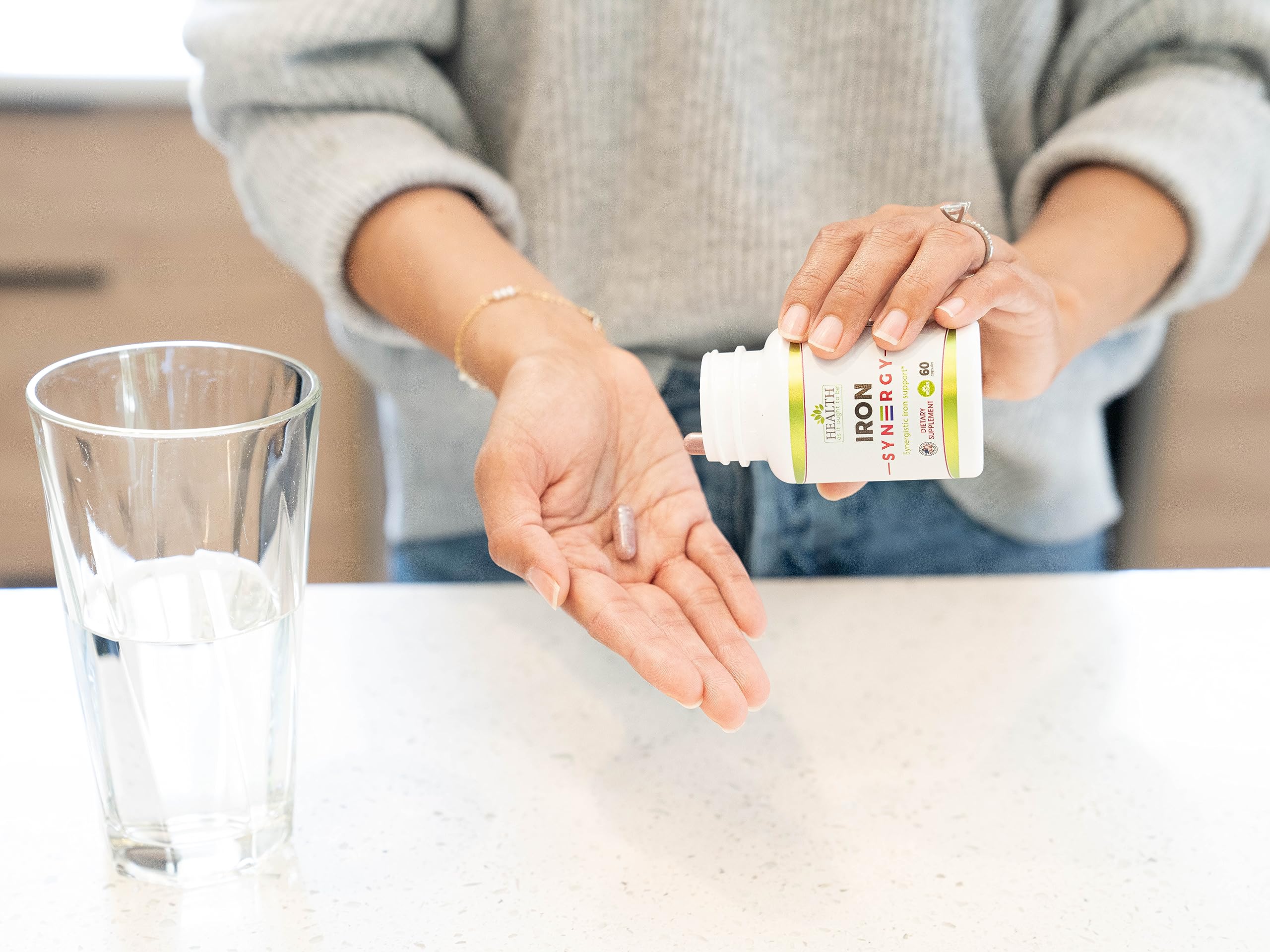 Health As It Ought To Be Iron Syn3rgy packaging highlights easy-to-use wellness solution.