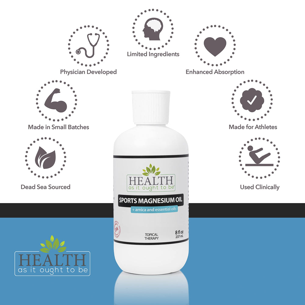 Health As It Ought To Be Sports Magnesium Oil Arnica label detail