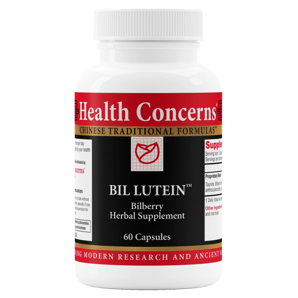 Health Concerns Bil Lutein bottle emphasizing eye-function and sharper vision