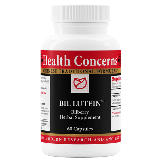 Health Concerns Bil Lutein bottle emphasizing eye-function and sharper vision