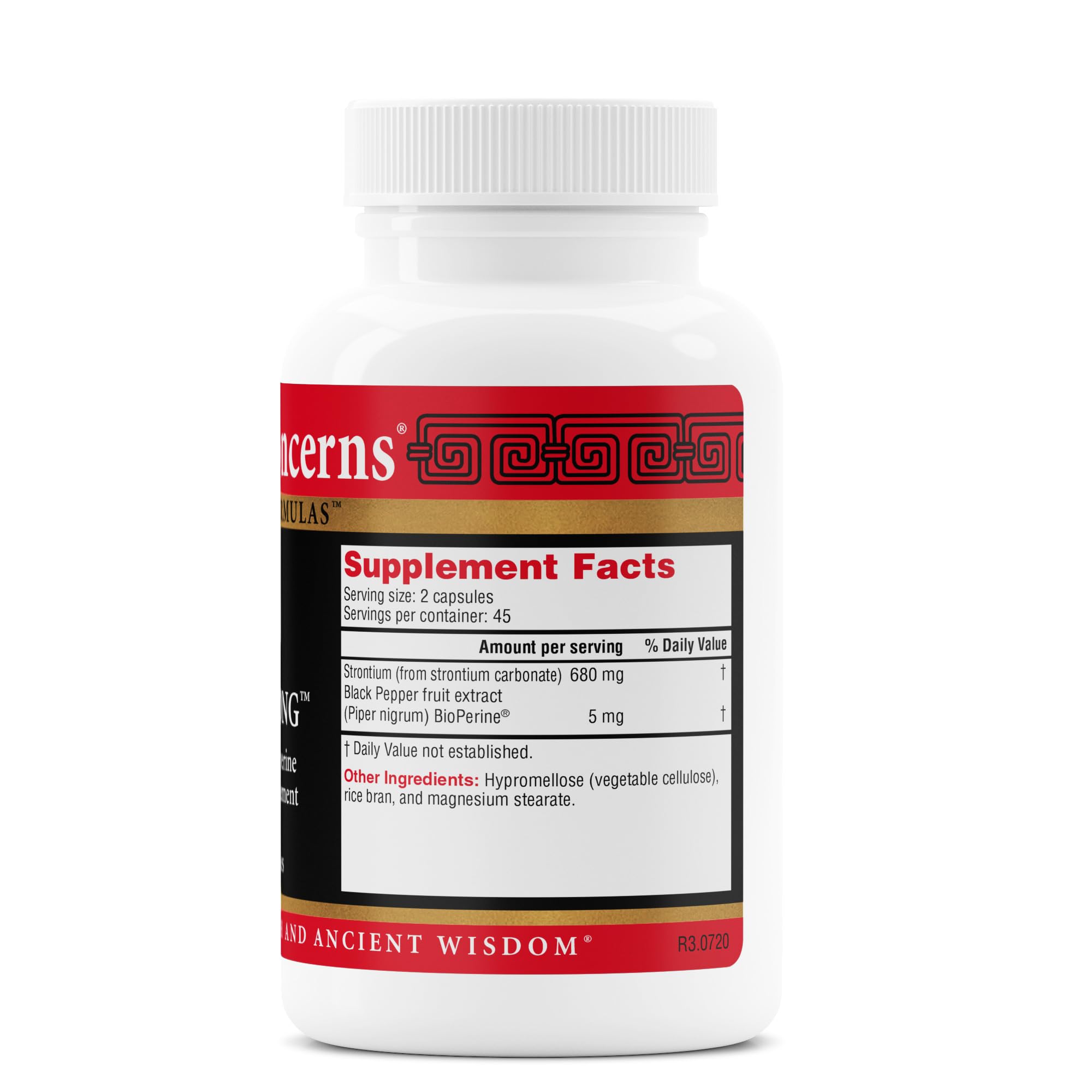 Health Concerns BioStrong capsules pack shot highlighting strontium content and absorption